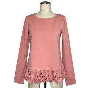 Talbots Eyelet Hem Sweatshirt Size XS